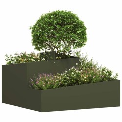 Cache-Pot Vert Olive 80x80x50 cm Acier laminé à froid 