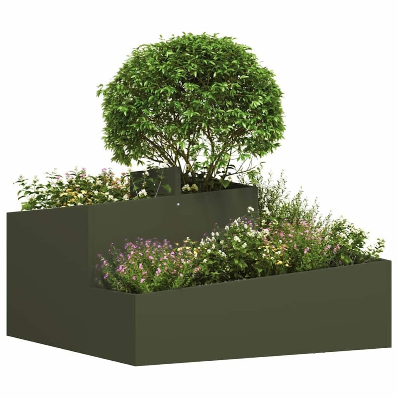 Cache-Pot Vert Olive 80x80x50 cm Acier laminé à froid 