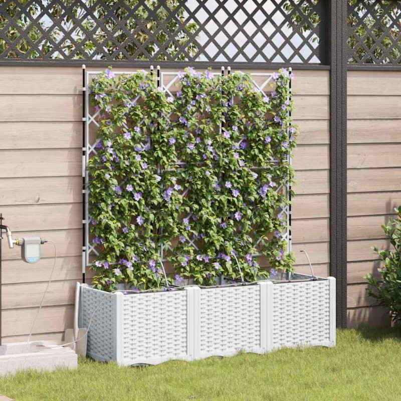 Jardinières de jardin 1 pc Blanc 120 x 40 x 142 cm Plastique 