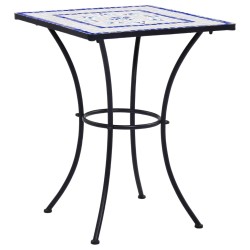 Table de bistro mosaïque Bleu et blanc 60 cm Céramique 