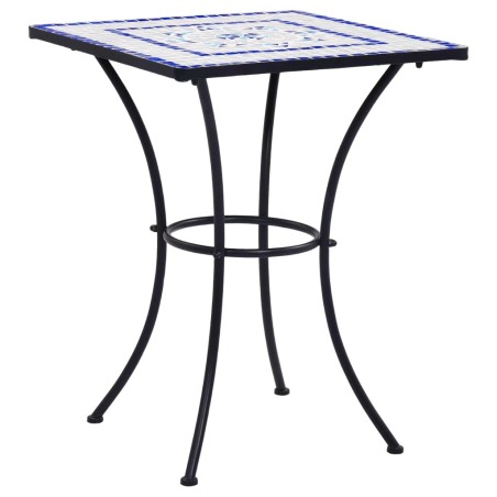 Table de bistro mosaïque Bleu et blanc 60 cm Céramique 
