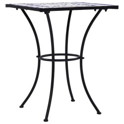Table de bistro mosaïque Bleu et blanc 60 cm Céramique 
