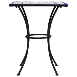 Table de bistro mosaïque Bleu et blanc 60 cm Céramique 