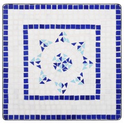 Table de bistro mosaïque Bleu et blanc 60 cm Céramique 