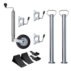 Roue jockey 48 mm avec 2 tubes de support et 3 pinces divisées 