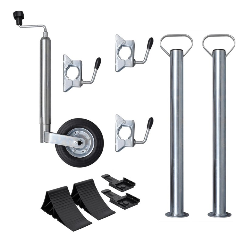 Roue jockey 48 mm avec 2 tubes de support et 3 pinces divisées 