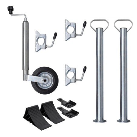 Roue jockey 48 mm avec 2 tubes de support et 3 pinces divisées 