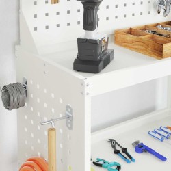 Chariot à outils avec étagère avec roue avec stockage Blanc 65 x 35 x 111 cm Métal 