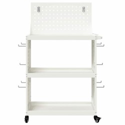 Chariot à outils avec étagère avec roue avec stockage Blanc 65 x 35 x 111 cm Métal 