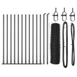 Ensemble de Clôtures 2 Pcs Gris Acier avec Revêtement en Poudre 