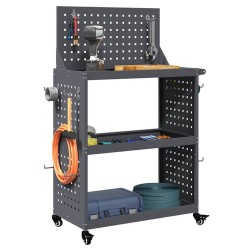 Chariot à outils avec étagère avec roue avec stockage Anthracite 65 x 35 x 111 cm 