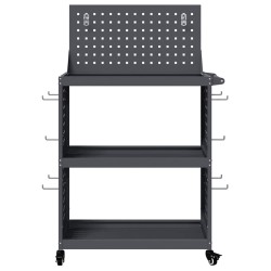 Chariot à outils avec étagère avec roue avec stockage Anthracite 65 x 35 x 111 cm 