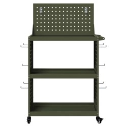 Chariot à outils avec étagère avec roue avec stockage Vert olive 65 x 35 x 111 cm 