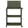 Chariot à outils avec étagère avec roue avec stockage Vert olive 65 x 35 x 111 cm 