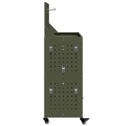 Chariot à outils avec étagère avec roue avec stockage Vert olive 65 x 35 x 111 cm 