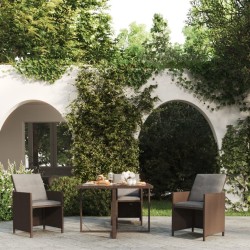 Table de jardin Marron 109x107x74 cm Résine tressée et verre 