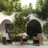 Table de jardin Marron 109x107x74 cm Résine tressée et verre 