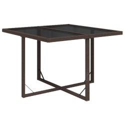 Table de jardin Marron 109x107x74 cm Résine tressée et verre 