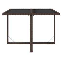 Table de jardin Marron 109x107x74 cm Résine tressée et verre 