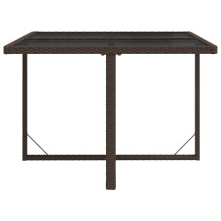 Table de jardin Marron 109x107x74 cm Résine tressée et verre 