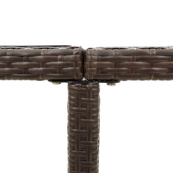 Table de jardin Marron 109x107x74 cm Résine tressée et verre 