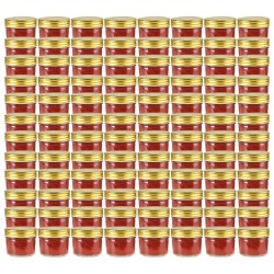 Pots à confiture avec couvercle doré 96 pcs Verre 110 ml 