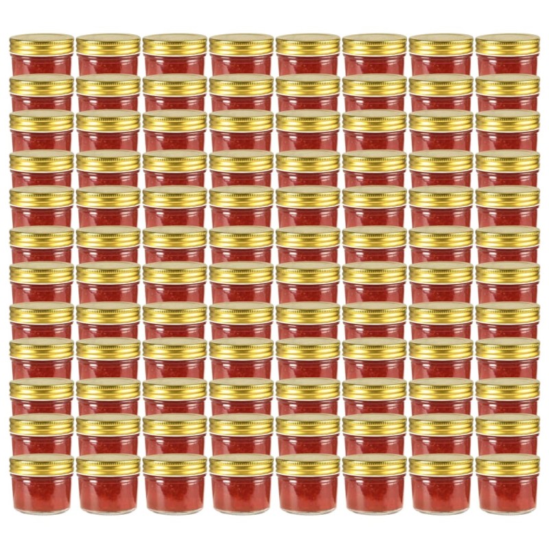 Pots à confiture avec couvercle doré 96 pcs Verre 110 ml Pots à confiture avec couvercle doré 96 pcs Verre 110 ml