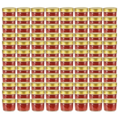 Pots à confiture avec couvercle doré 96 pcs Verre 110 ml 