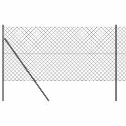 Jeu de Poteaux de Clôture Gris 1.2 x 10 m Acier galvanisé 