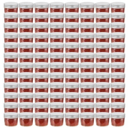 Pots à confiture avec couvercles argentés 96 pcs Verre 110 ml 