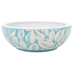 Vasque à poser blanc et bleu rond Φ41x14 cm céramique 