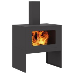 Feu de camp avec cheminée Noir 60x40x96 cm Acier 