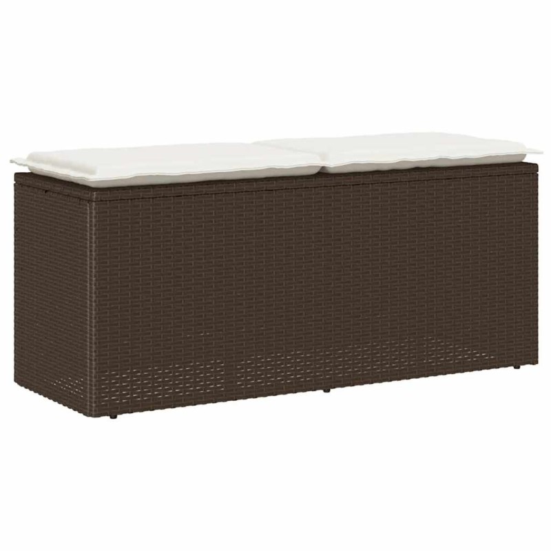 Banc de jardin avec coussin marron 110x40x44 cm résine tressée 