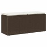 Banc de jardin avec coussin marron 110x40x44 cm résine tressée 