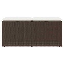 Banc de jardin avec coussin marron 110x40x44 cm résine tressée 