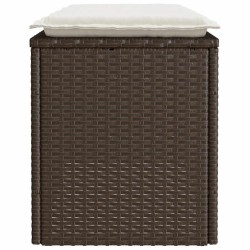 Banc de jardin avec coussin marron 110x40x44 cm résine tressée 