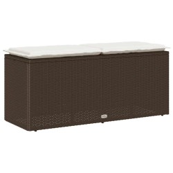 Banc de jardin avec coussin marron 110x40x44 cm résine tressée 