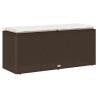 Banc de jardin avec coussin marron 110x40x44 cm résine tressée 