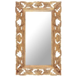 Miroir sculpté à la main Marron 80x50cm Bois de manguier massif 