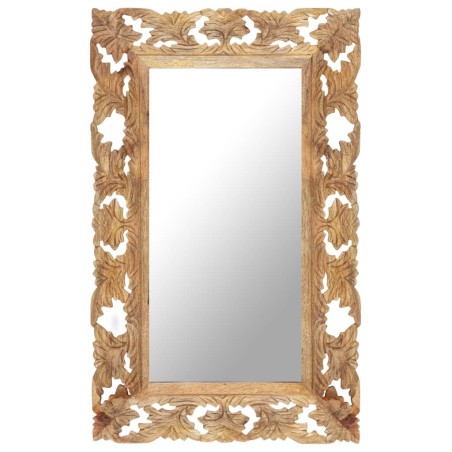 Miroir sculpté à la main Marron 80x50cm Bois de manguier massif 
