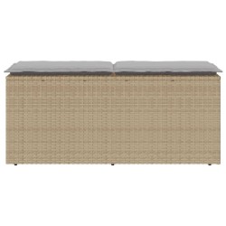Banc de jardin avec coussin beige 110x40x44 cm résine tressée 