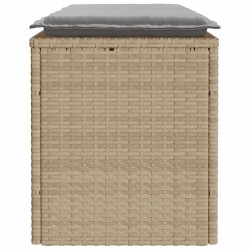 Banc de jardin avec coussin beige 110x40x44 cm résine tressée 