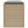Banc de jardin avec coussin beige 110x40x44 cm résine tressée 