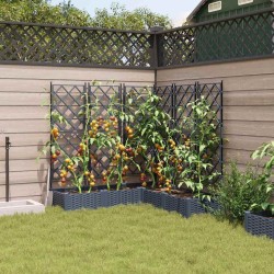 Jardinière avec treillis 5 pcs Grise 120x120x125,5 cm 
