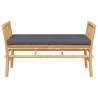 Banc de jardin avec coussin en bambou de 110 cm 