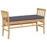 Banc de jardin avec coussin en bambou de 110 cm 