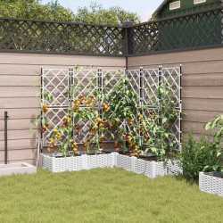 Jardinière de Jardin avec Treillis 5 pcs Blanche 120x120x125.5 cm 