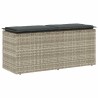Banc de jardin coussin gris clair 110x40x44 cm résine tressée 