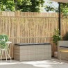 Banc de jardin coussin gris clair 110x40x44 cm résine tressée 