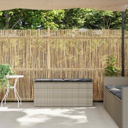 Banc de jardin coussin gris clair 110x40x44 cm résine tressée 